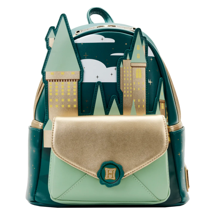 Harry Potter Golden Hogwarts Castle 10 Faux Leather Mini Backpack by Loungefly Popcultcha