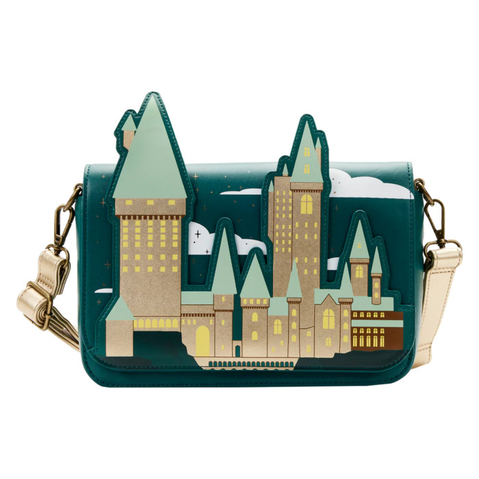 Harry Potter Golden Hogwarts Castle 7 Faux Leather Crossbody Bag with Pouch by Loungefly Popcultcha