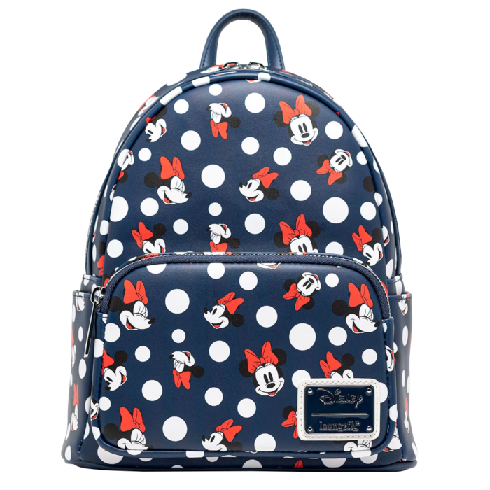 Mickey Mouse Minnie Mouse Polka Dots Blue 10 Faux Leather Mini Backpack by Loungefly Popcultcha