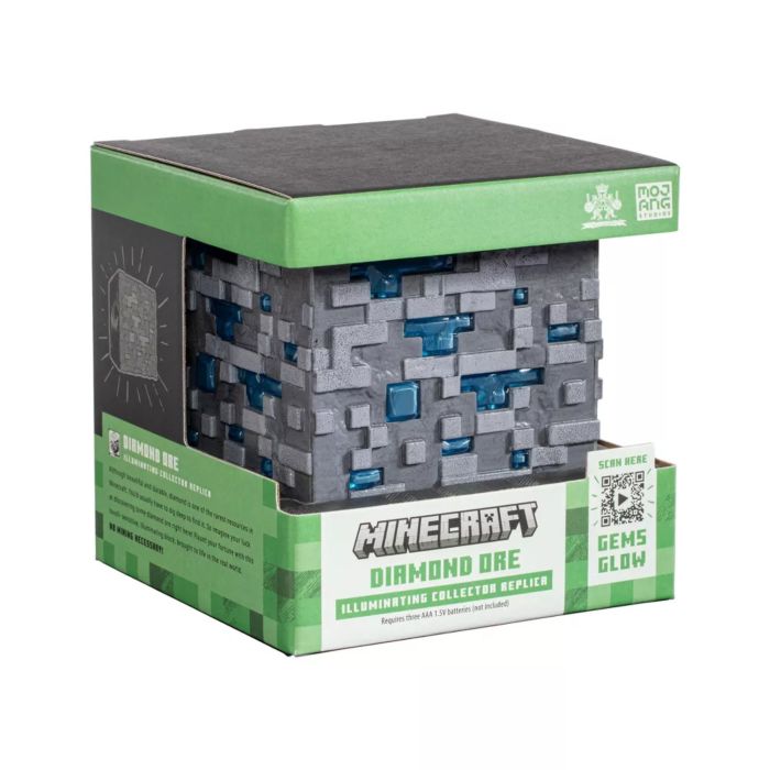 Linterna Decorativa De Minecraft - LED Con Luz Parpadeante Activada Por Toque De 10 Pulgadas | Base Con Bisagras Para Escritorio O Pared | Regalo Para Fans +8 Años