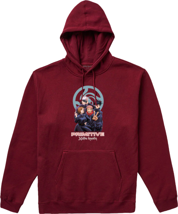 Jujutsu Kaisen Jujutsu Kaisen x Primitive Jujutsu United Burgundy Sweatshirt Hoodie by Primitive Skateboarding Popcultcha