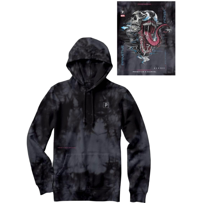 Marvel Paul Jackson x Primitive Venom Washed Black Sweatshirt Hoodie