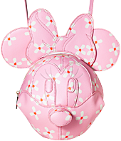 Mickey Mouse - Minnie Mouse 3D Floral Head 11” Faux Leather Crossbody Handbag