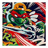 Teenage Mutant Ninja Turtles - Raphael Mural 12" x 12" Art Print by Jappy Agoncillo