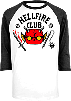 Stranger Things 4 - Hellfire Club Pop! Tees Unisex White / Black Raglan T-Shirt