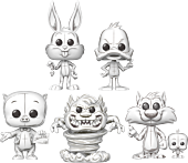 Looney Tunes: Sketched - Bugs, Daffy, Porky, Tasmanian Devil, and Sylvester & Tweety Pop! Vinyl Figure Bundle (Set of 5)