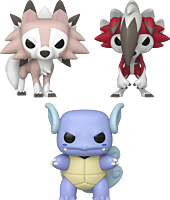 Pokemon - Lycanroc (Midday Form), Lycanroc (Midnight Form) & Wartortle Pop! Vinyl Figure Bundle (Set of 3)