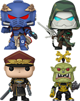 Total War: Warhammer 40,000 - Ultramarines Captain, Astra Militarum Commisar, Ork Nob & Aeldari Ranger Pop! Vinyl Figure Bundle