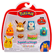 Pokemon - Eevee, Snorlax, Bellibolt & Torchic Squish-a-longs Mini-Squish Figure 4-Pack