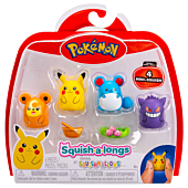 Pokemon - Pikachu, Gengar, Teddiursa & Marill Squish-a-longs Mini-Squish Figure 4-Pack