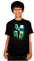 Minecraft - Three Creeper Moon Kids or Youth Black T-Shirt