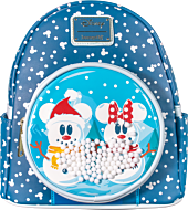 Mickey Mouse - Mickey & Minnie Mouse Snow Globe 10” Faux Leather Mini Backpack