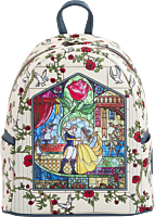 Beauty & the Beast (1991) - Stained Glass 10" Faux Leather Mini Backpack