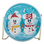 Mickey Mouse - Mickey & Minnie Mouse Snow Globe 7” Faux Leather Crossbody Bag