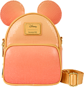 Disney - Mickey Mouse Glitter Sequin 7" Convertible Faux Leather Mini Backpack & Crossbody Bag