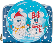 Mickey Mouse - Mickey & Minnie Mouse Snow Globe 4” Faux Leather Zip-Around Wallet