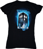 Doctor Who - Knock Knock Female Black T-Shirt 1