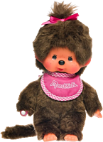 Monchhichi - Classic Pink Bib Girl Plush Doll
