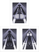 Batman - Batmobile (Set of 3) 12” x 16” Fine Art Prints by Fabled Creative