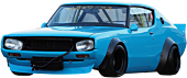 Solido Cars - Nissan Skyline GT-R (KPGC110) Kenmeri with Liberty Walk Body Kit Blue (1972) 1/43 Scale Die-Cast Vehicle Replica