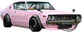 Solido Cars - Nissan Skyline GT-R (KPGC110) Kenmeri with Liberty Walk Body Kit Pink (1972) 1/43 Scale Die-Cast Vehicle Replica
