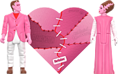 Frankenstein - Frankenstein's Monster & The Bride of Frankenstein (Valentine's Day Heart Box) ReAction 3.75" Action Figure 2-Pack