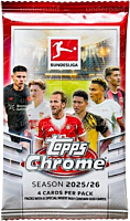 Bundesliga Football (Soccer) - 2025/26 Topps Chrome Soccer Trading Cards Hobby Pack (4 Cards)