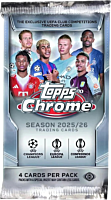 Soccer - 2025/26 Topps Chrome UEFA Club Competitions Soccer Trading Cards Hobby Pack (4 Cards)